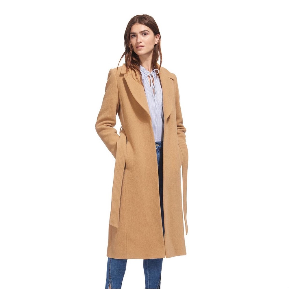 Whistles Alexandra Belted Wool Camel Coat